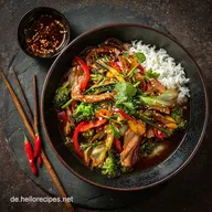 Bunte Asiapfanne mit Putenstreifen: Low Carb Abendessen in 30 Minuten.