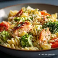 Cremige Lachs Pasta mit Brokkoli und Tomaten In 30 Minuten fertig!
