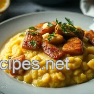 Kalbsbries Rezept: Gebraten mit Kr&auml;uterpolenta & Zitronenbutter