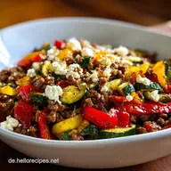 Gem&uuml;sepfanne mit Hackfleisch: Mit Feta und Paprika