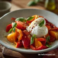 Gerstete Tomaten und Paprika mit Burrata: Sommerzauber Rezept