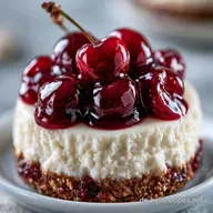 Kirsch K&auml;sekuchen mit Mandelboden
