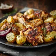 Griechisches H&auml;hnchen mit Kartoffeln: Saftiges Zitronen-Oregano-H&auml;hnchen