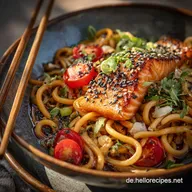 Japanische Nudeln mit Lachs Blitz Udon in 27 Minuten Knusprig