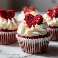 Romantische Keto Red Velvet HerzCupcakes f&uuml;r 12 Portionen