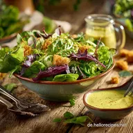 Gr&uuml;ner Salat mit HonigSenf Dressing Rezept Cremig Einfach