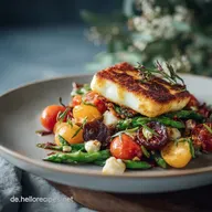 Vegetarisches Halloumi: Knusprig in 18 Minuten mit Fr&uuml;hlingssalsa