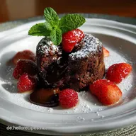 Reichhaltiger Schokoladen Lava Kuchen f&uuml;r die Date Night - Kern
