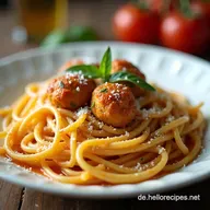 Ofenfrische Spaghetti mit Fleischb&auml;llchen Omas Geheimrezept