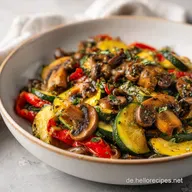 Pilz-Zucchini-Pfanne mit Frischk&auml;se in 25 Min