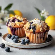 Muffins: Saftige Blaubeer-Zitronen Muffins mit Topping