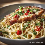 Spaghetti aglio e olio mit H&auml;hnchenschnitzel: Knusprig Schnell