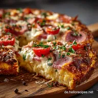 Blitz Sch&uuml;ttelpizza Low Carb vom Blech Ruckzuck ohne Kneten Hefe
