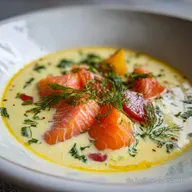 Schwedische Sommersuppe mit Lachs f&uuml;r 4