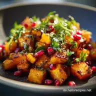 Vegetarischer K&uuml;rbissalat: Ger&ouml;stet, s&auml;ttigend, ideal f&uuml;r den Herbst.