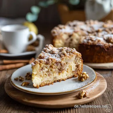 Apfelkuchen mit Waln&uuml;ssen: Saftiger M&uuml;rbeteigkuchen mit Zimt und Streusel Rezeptkarte