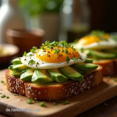 H&uuml;ttenk&auml;se Avocado Toast Schnell Gesund Lecker Rezeptkarte