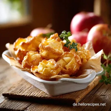 Bl&auml;tterteig Teilchen mit Apfel: Omas schnelle Apfeltaschen knusprig Rezeptkarte