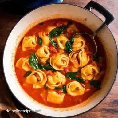 One Pot Cremige SpinatTomaten Tortellini Blitzrezept f&uuml;r Genie&szlig;er Rezeptkarte