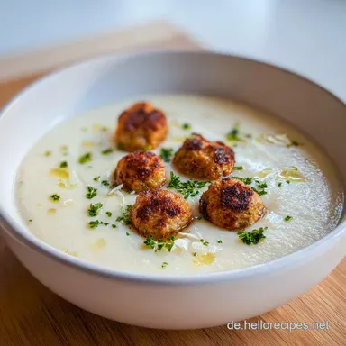 Blumenkohlsuppe mit Hackb&auml;llchen: Cremig Rezeptkarte