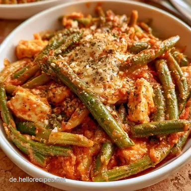 Bohnenauflauf mit Tomaten f&uuml;r 4 Personen Rezeptkarte