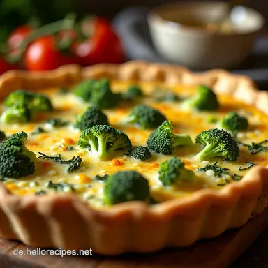 Broccoli Cheddar Quiche Rezept Herzhaft K&auml;sig Lecker Rezeptkarte