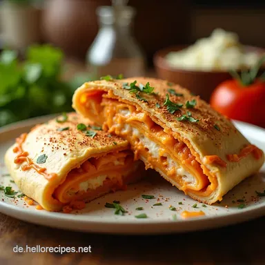 Buffalo Chicken Calzone Rezept Herzhaft feurig einfach Rezeptkarte