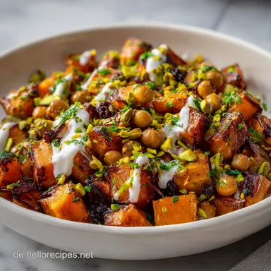 Butternut K&uuml;rbis Orientalisch: Ger&ouml;stet mit Datteln Harissa Rezeptkarte