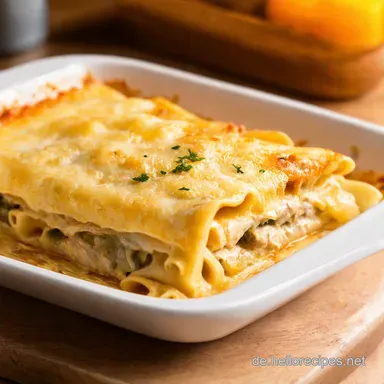 Chicken Alfredo Lasagne R&ouml;llchen Cremig K&auml;sig K&ouml;stlich Rezeptkarte