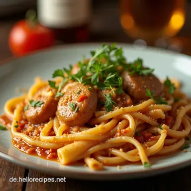 Cremige CajunWurstPasta OnePot Blitzrezept f&uuml;r Genie&szlig;er Rezeptkarte