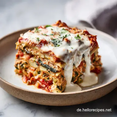 Gem&uuml;selasagne: Cremige vegetarische Lasagne mit wei&szlig;er So&szlig;e Rezeptkarte