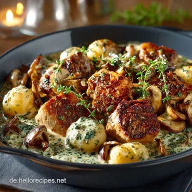 35 Minuten FeierabendHit Cremige H&auml;hnchenGnocchiPfanne mit Pilzen Rezeptkarte