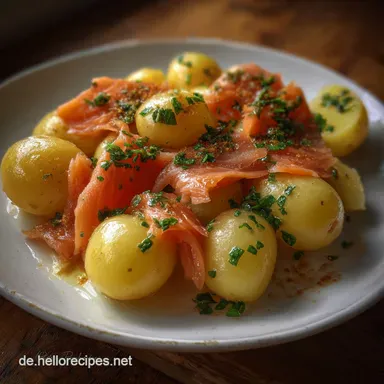 Traditionelles Silvester Essen Cremige Kartoffeln mit Lachs Rezeptkarte