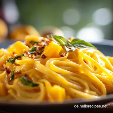 Blitzschnelle Vegane Mango Erdnuss Pasta Cremige So&szlig;e Rezeptkarte