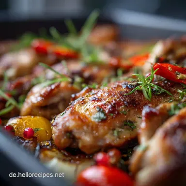 Einfache H&auml;hnchenpfanne aus dem Backofen: Gesundes Blech-Rezept Rezeptkarte