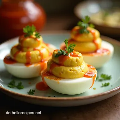 Gefüllte Eier Obwohl ich normalerweise kein Tabasco benutze ist dies das Geheimnis Rezeptkarte