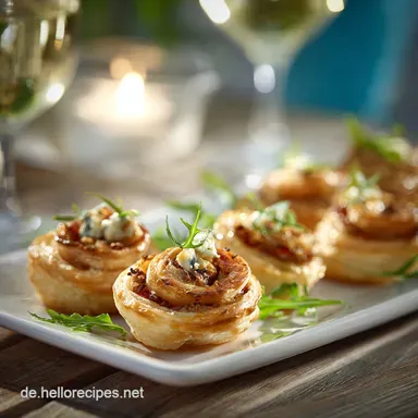 Fingerfood Pikante Bl&auml;tterteigSchnecken f&uuml;r die schnelle Party Rezeptkarte