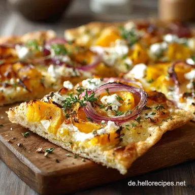 Flammkuchen mit Kürbis und Feta: Knusprig cremig Rezeptkarte