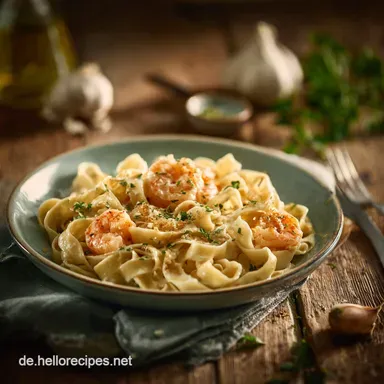 Garnelen Pasta mit Knoblauch und Butter: Cremiger Blitz-Klassiker in 25 Minuten Rezeptkarte