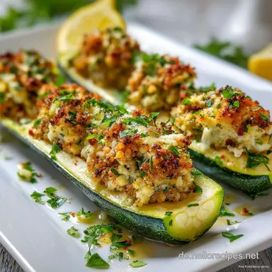 Gef&uuml;llte Zucchini Hackfleisch in 50 Minuten Rezeptkarte