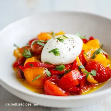 Gerstete Tomaten und Paprika mit Burrata: Sommerzauber Rezept Rezeptkarte