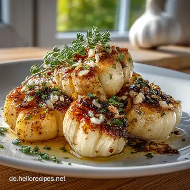 Gerösteter Knoblauch LowCarb Süß buttrig perfekt als Keto Beilage Rezeptkarte