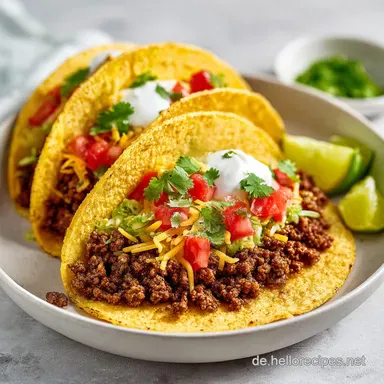 Ground Beef Tacos Rezept f&uuml;r 4 Portionen Rezeptkarte