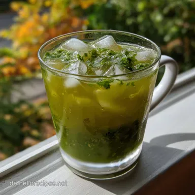 Gr&uuml;ner Eistee selber machen Frisch leicht: Vitalisierend und Klar Rezeptkarte