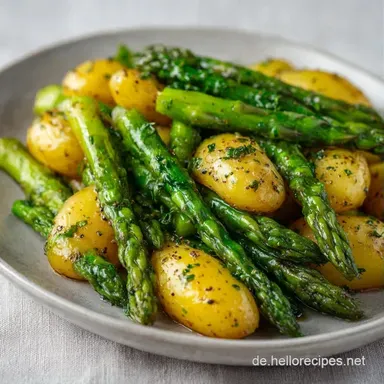 Dampfgarer Gr&uuml;ner Spargel mit Kartoffeln Rezeptkarte