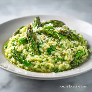 Gr&uuml;ner Spargel Risotto f&uuml;r 4 Personen Rezeptkarte