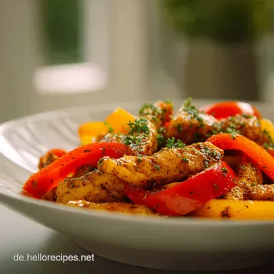 Schnelles Gericht mit H&auml;hnchenbrust und Paprika in 20 Minuten Rezeptkarte