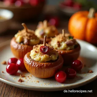 Der beste Gefüllte Eichelkürbis mit Truthahn Cranberry Mein HerbstRezept Rezeptkarte