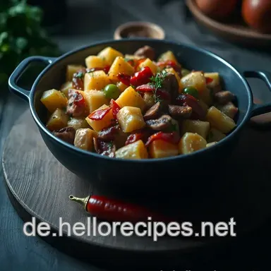Herzhafte Kartoffelpfanne mit Gemüse und Speck – Ein einfaches Rezept Rezeptkarte