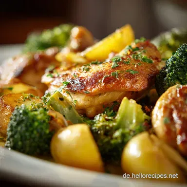 HonigKnoblauchHähnchen mit Brokkoli und Kartoffeln: Blitzschnell Rezeptkarte